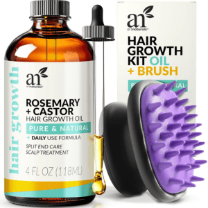 ArtNaturals Organic Rosemary & Castor Hair Growth Oil + Scalp Massager Set – Nourishing & Strengthening Formula — image 1
