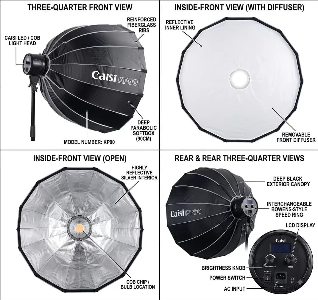 Caisi KP90 90cm Deep Parabolic Softbox with Bowens Mount — image 2
