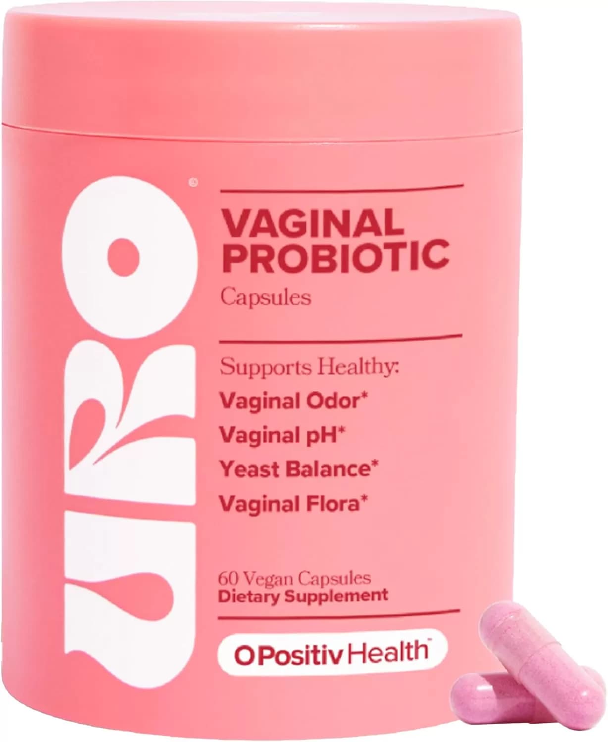O Positiv URO Vaginal Probiotic Capsules – 60ct – pH Balance Supplement with Lactobacillus & Prebiotics for Odor Control, Flora & Yeast Support – Non-GMO, Vegan, Women’s Daily Health Formula — image 1