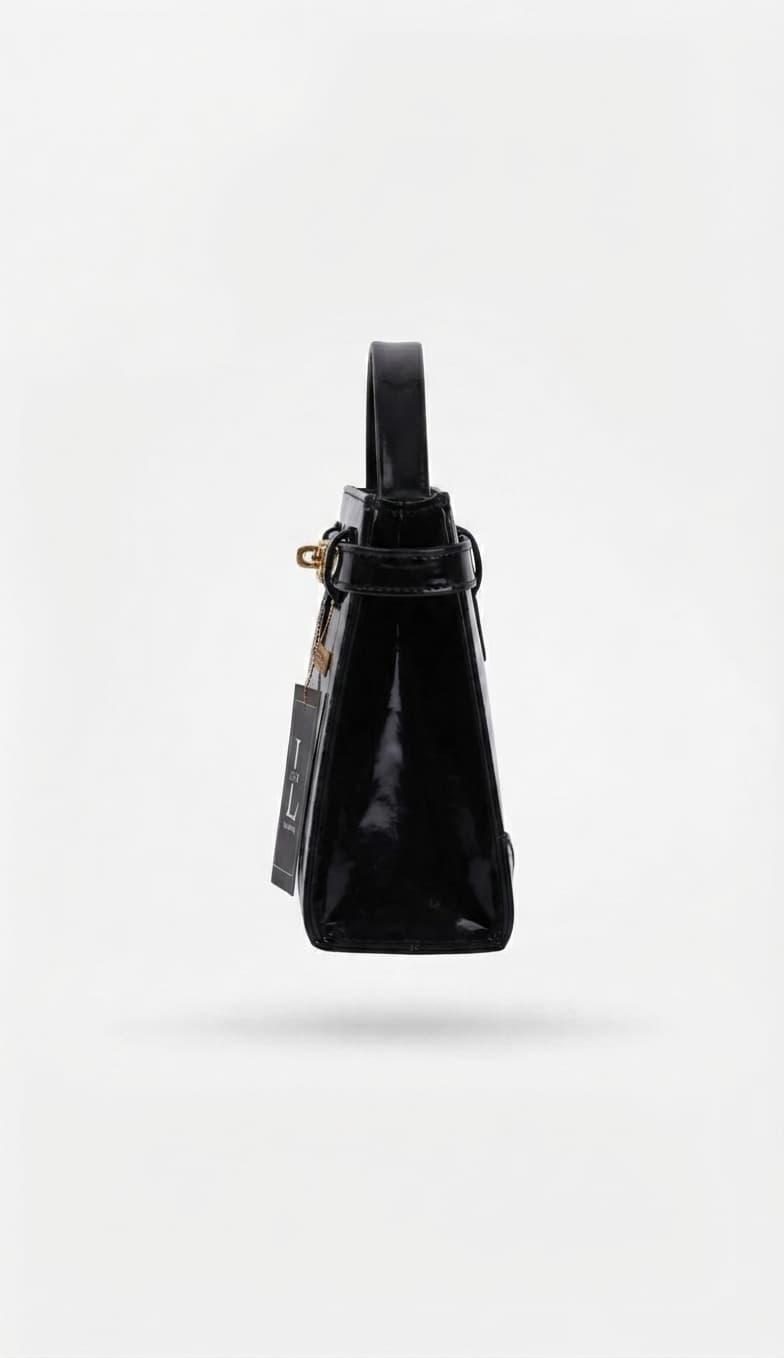 LOCH Classic Black Glossy Patent Leather Structured Top-Handle Satchel — image 3
