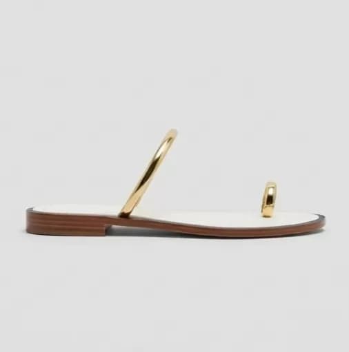 Women's Chic Gold-Trimmed Toe-Ring Flat Sandals — image 5
