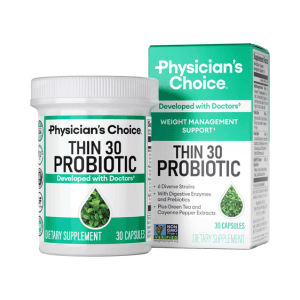 Physician's CHOICE Thin 30 – Probiotics for Weight Management & Gut Health, 6 Strains, Cayenne & Green Tea, 30 Capsules — image 1