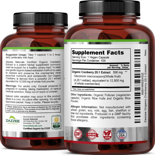 Zazzee USDA Organic Cranberry 25:1 Extract – High-Potency Urinary Tract Support — image 2