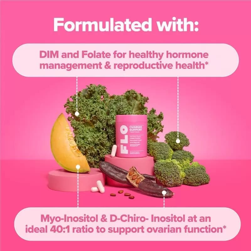O Positiv FLO Ovarian Support Capsules – Hormone Balance Supplement for Women with Inositol, DIM & Folic Acid – Supports Healthy Ovulation & Menstrual Cycle Regularity – 30 Servings, Vegan — image 6
