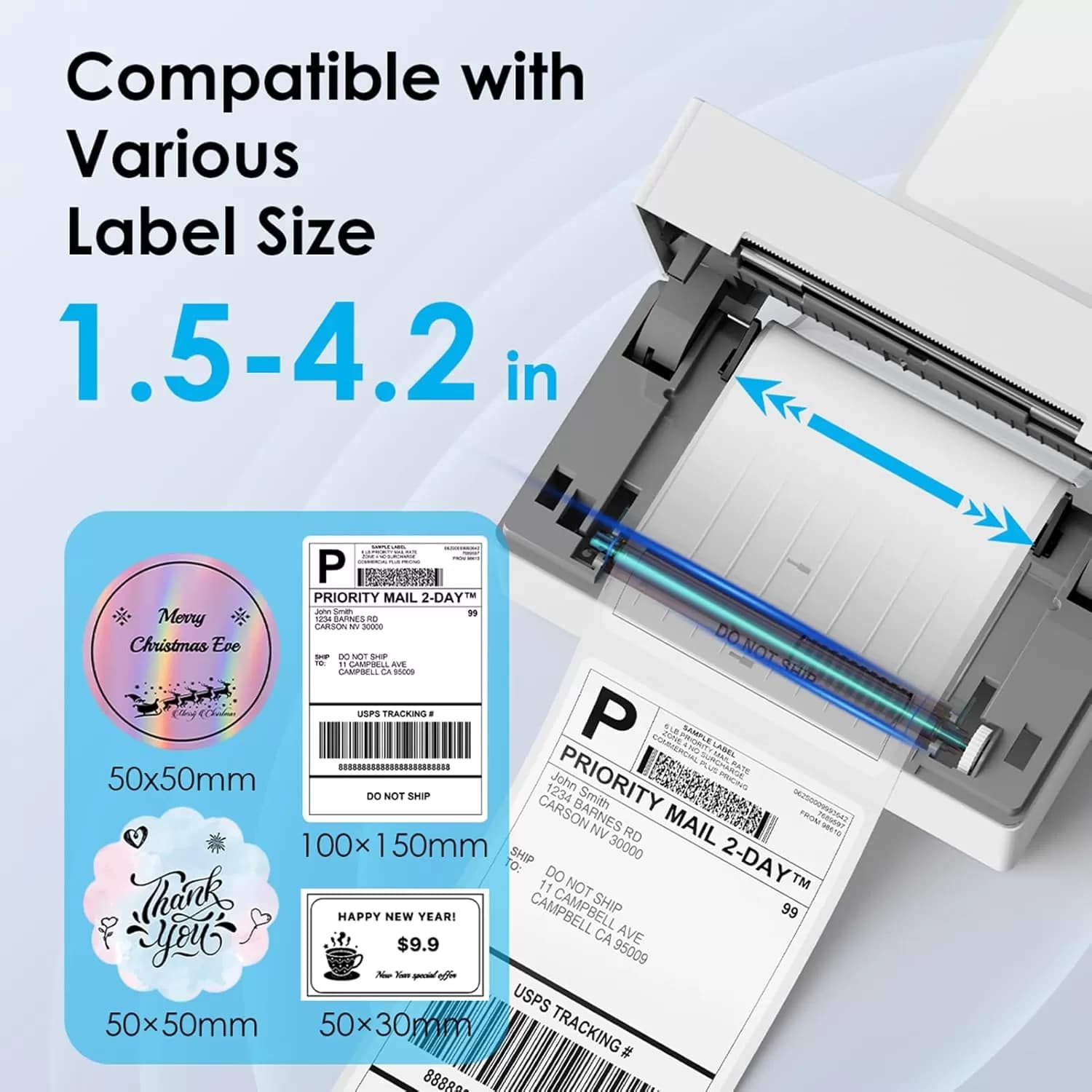KNAON Y813BT Bluetooth 4x6 Thermal Shipping Label Printer – Wireless USB Label Maker for iPhone, Android, Windows and Mac, 203 DPI, White — image 6