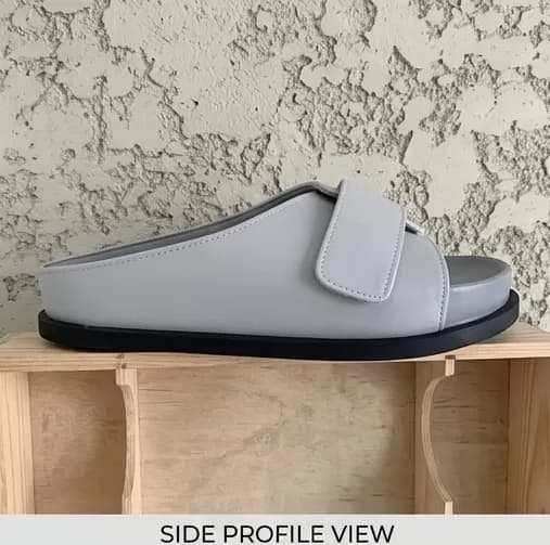 Modern Minimalist Grey Slip-On Comfort Slides with Adjustable Strap — image 3