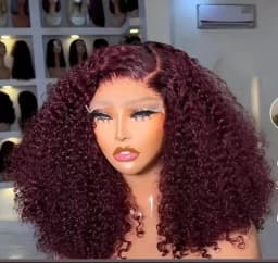 SDD Burgundy Pixie Curls 5x5 Closure Wig's Image