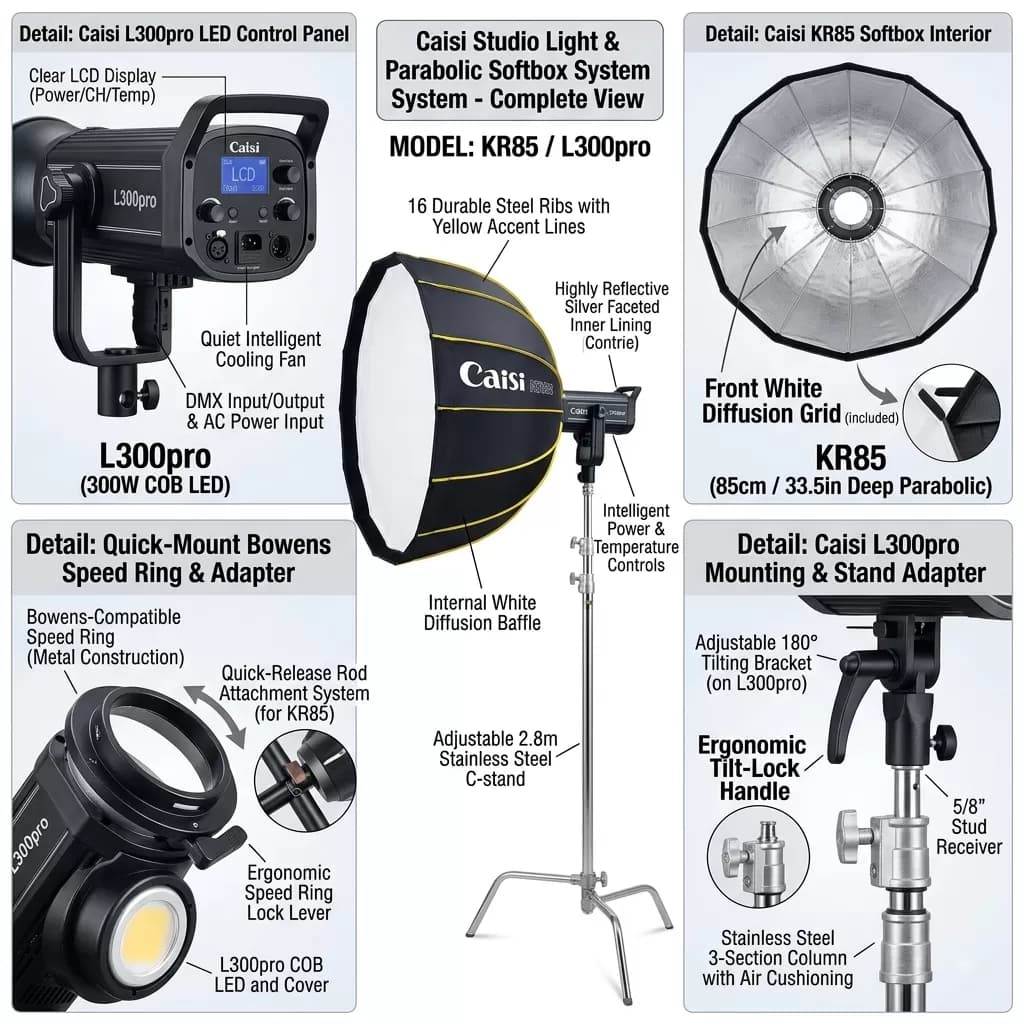 Caisi CS-KR85 85cm Parabolic Umbrella Softbox with Bowens Mount — image 2
