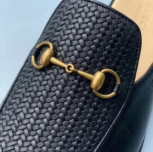 Luxury Black Textured Horsebit Mule Loafers — image 3