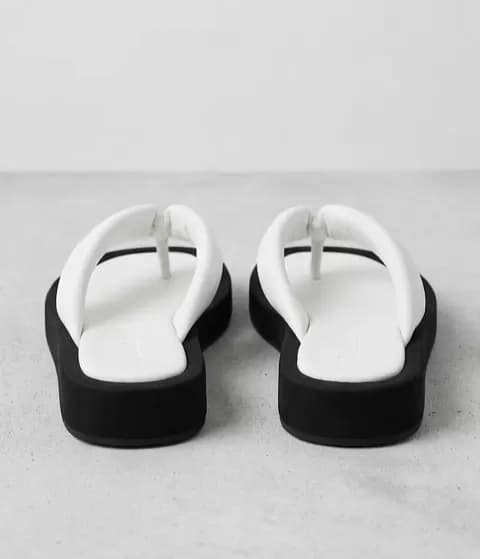 Women's Puffy Platform Thong Sandals – White & Black — image 5