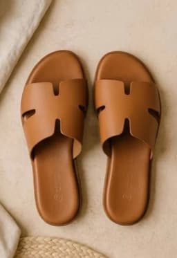 Classic Tan Cutout Slide Sandals's Image