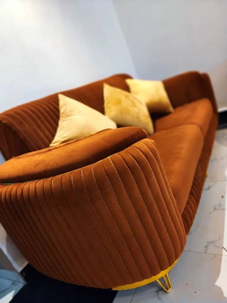 Modern Curved Velvet Sofa — image 1