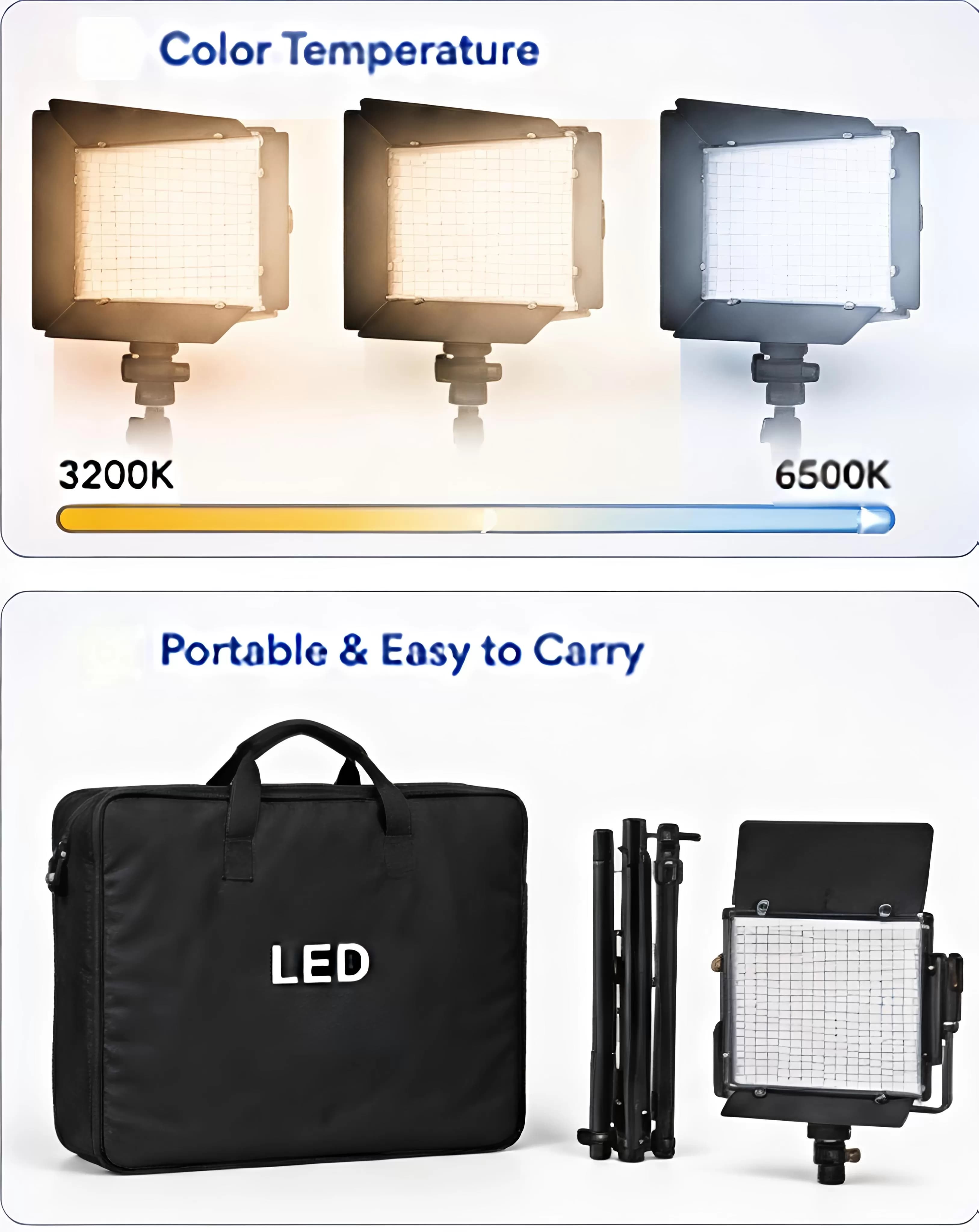Pro LED 600 Varicolor Photo & Video LED Light Kit with Stand — image 3