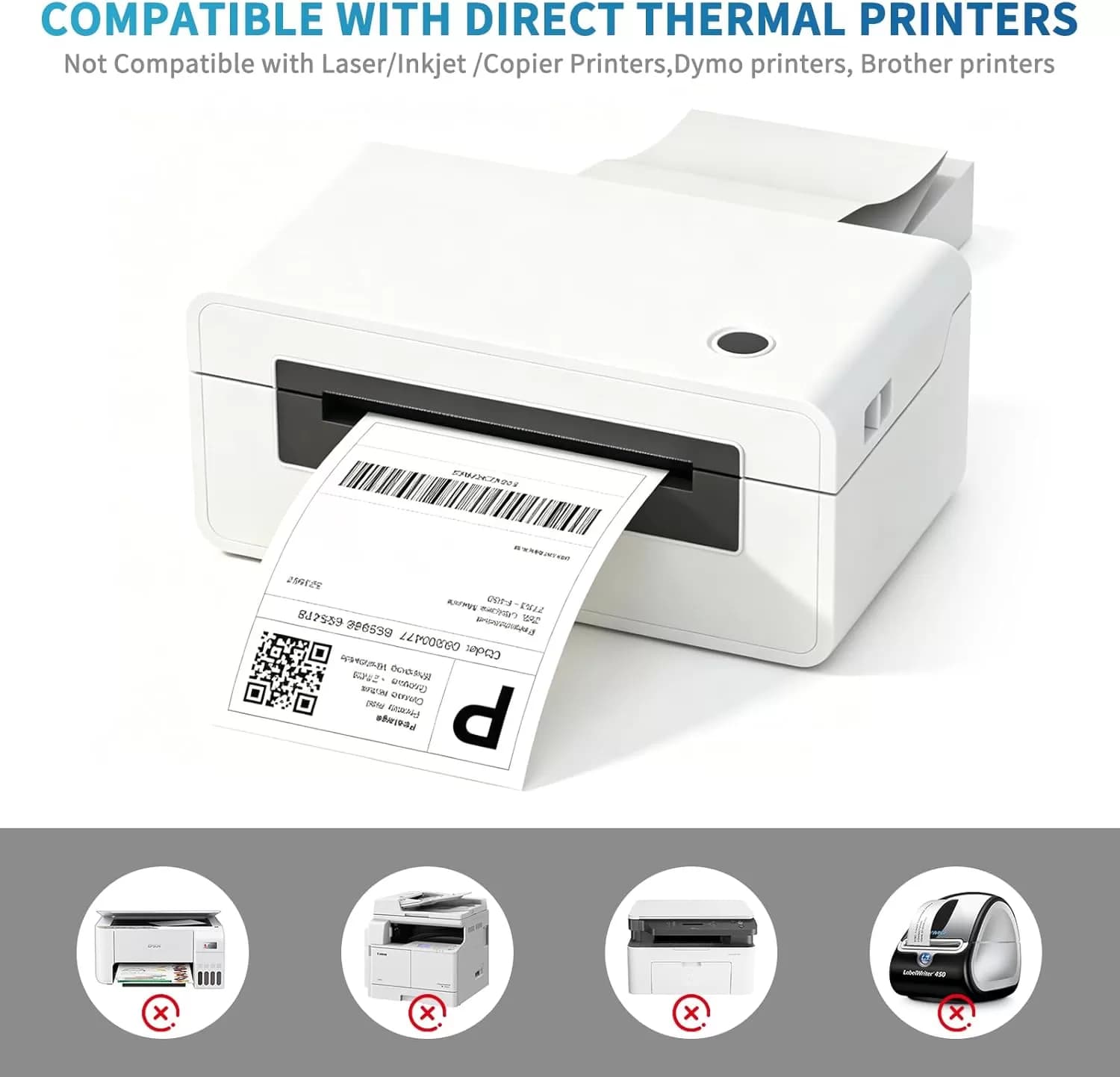 9527 Product 4x6 Direct Thermal Shipping Labels – 500 Fanfold White Labels, Perforated with Strong Adhesive, Compatible with Rollo, Zebra, MUNBYN and More — image 3
