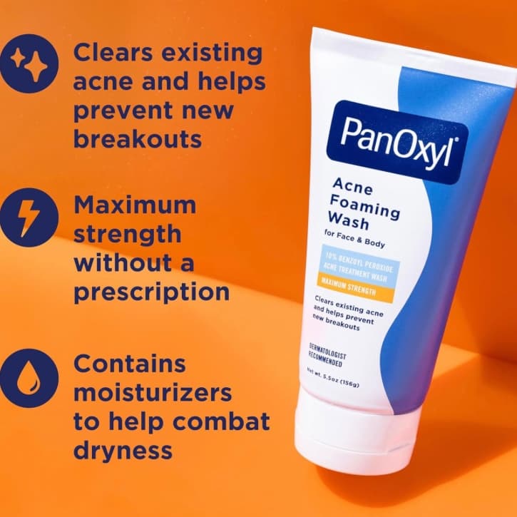 PanOxyl Acne Foaming Wash Benzoyl Peroxide 10% Maximum Strength Antimicrobial, 5.5 Oz — image 1
