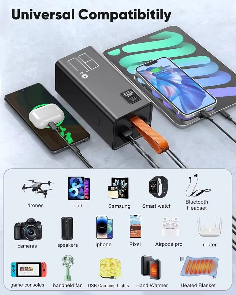 Liahomco 80,000mAh Portable Power Bank – 30W PD Fast Charging, 5 Outputs & LED Display — image 3
