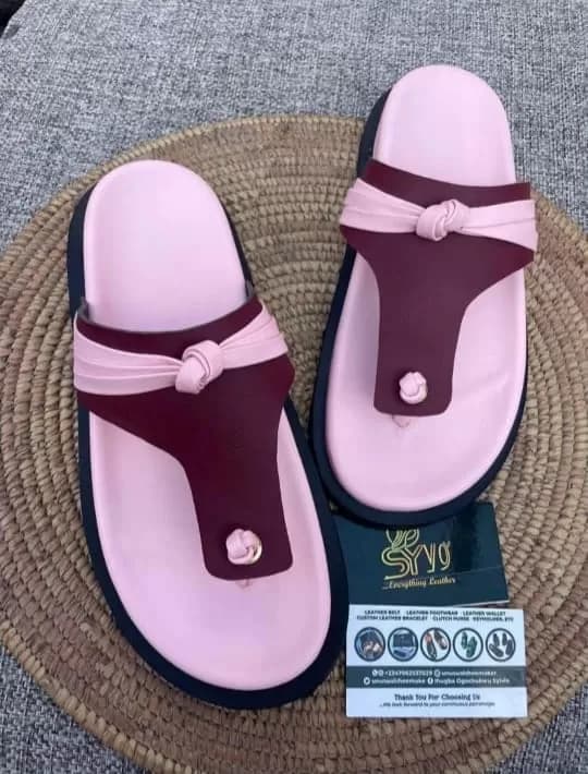 Women's Pink and Maroon Platform Toe-Ring Sandals — image 2