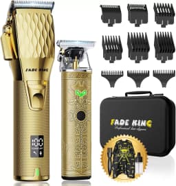 FADEKING Professional Hair Clippers & Beard Trimmer Set for Men – Cordless Barber Clipper & T-Blade Trimmer Grooming Kit, Gold & Bronze's Image